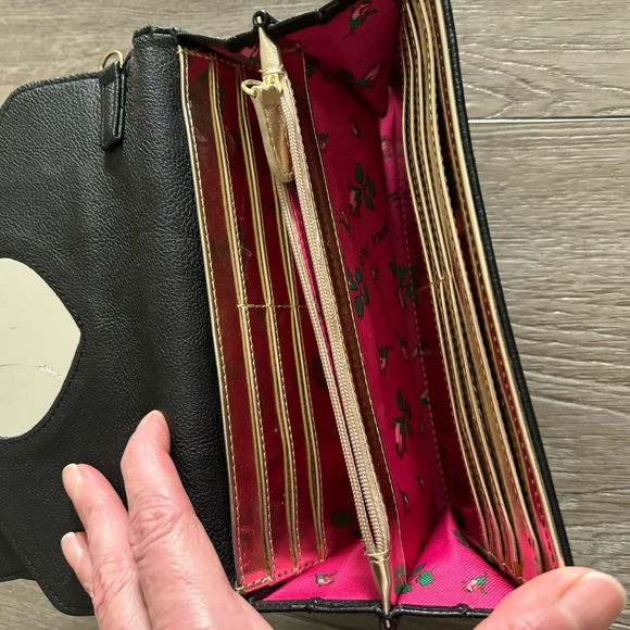 Betsey Johnson Animal Print Purse & Wallet Black Two Strap Bag Cat Lady Leopard - Picture 13 of 16